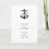 Anchor Floral Nautical Wedding Order of Service Programm (Vorderseite)