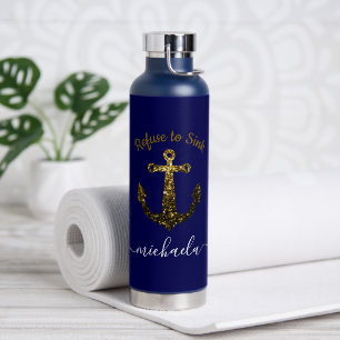 Anchor Gold Glitzern Marineblau Individuelle Name  Trinkflasche