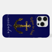 Anchor Gold Imitate Glitzern marineblau Monogram N iPhone Hülle (Rückseite (Horizontal))