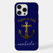 Anchor Gold Imitate Glitzern marineblau Monogram N iPhone Hülle (Rückseite)