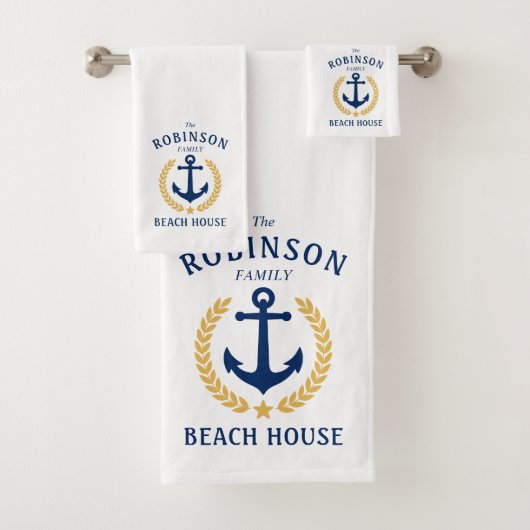 Anchor Gold Laurel Star White Badhandtuch Set (Insitu)