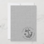 Anchor Grey Burlap Beach Wedding Einladung (Rückseite)