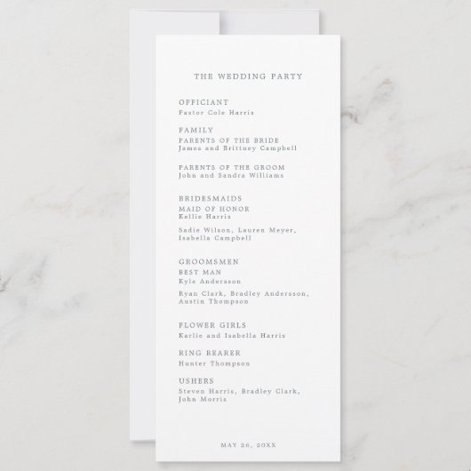 Anchor-Herald-Hochzeitsprogramm Einladung (Rückseite)