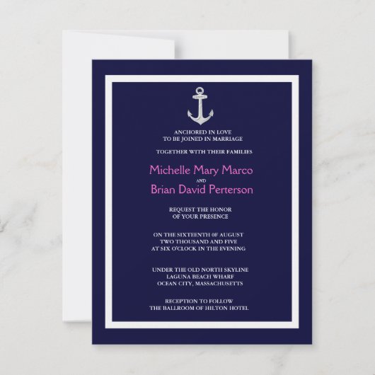 ANCHOR l Nautical Destination Themed Hochzeit Einladung (Vorderseite)