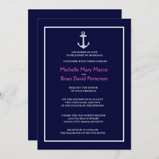 ANCHOR l Nautical Destination Themed Hochzeit Einladung (Vorne/Hinten)