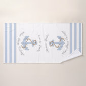 Anchor Lake Vacation Beach House Name Blue Stripes Badehandtuch (Badehandtuch)