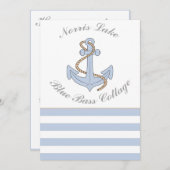 Anchor Lake Vacation Beach House Name Blue Stripes Einladung (Vorne/Hinten)