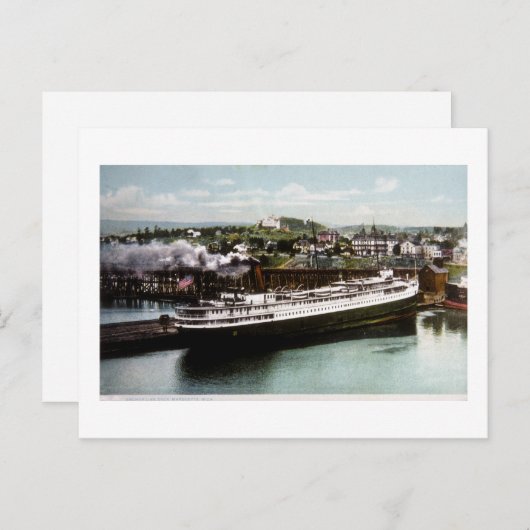 Anchor Line Dock, Marquette, Michigan 1908 Postkarte (Vorne/Hinten)