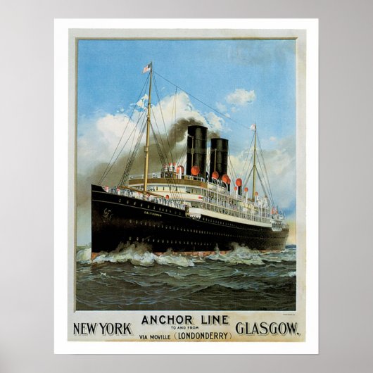 Anchor Line ~ New York - Glasgow Poster (Vorne)