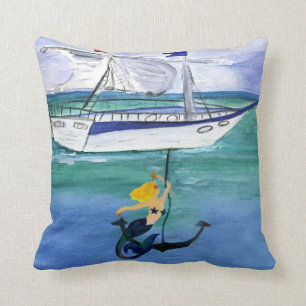 Anchor Mermaid Nautical wurf aus Kunst Kissen