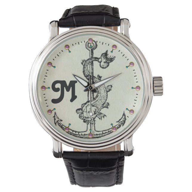 ANCHOR MIT FISCHNAUTISCHEM MONOGRAMM ARMBANDUHR (Vorderseite)