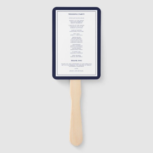 Anchor Monogram Greenerity Wreath Navy Hochzeit Fächer (Rückseite)