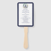 Anchor Monogram Greenerity Wreath Navy Hochzeit Fächer (Vorderseite)