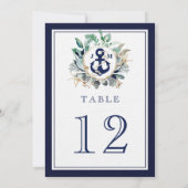 Anchor Monogram Greenery Navy Hochzeitsfeier Tisch (Rückseite)