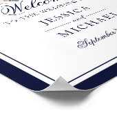 Anchor Monogram Greenery Wreath Wedding Willkommen Poster (Ecke)