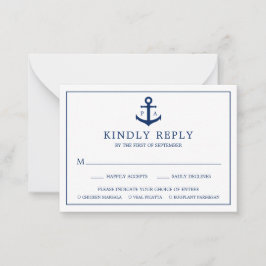 Anchor Monogram Nautical Wedding Mini RSVP Card Mitteilungskarte