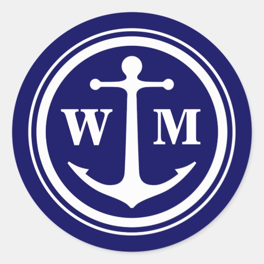 Anchor Monogram Round Aufkleber (Vorderseite)