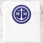 Anchor Monogram Round Aufkleber (Tasche)
