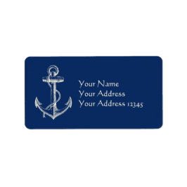 Anchor Nautic Address Label Geschenk Navy Blue Whi Adressaufkleber
