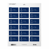 Anchor Nautic Address Label Geschenk Navy Blue Whi Adressaufkleber (Vorne)