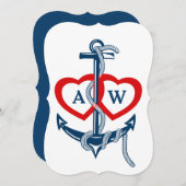 Anchor Nautic Hochzeit Einladungen blau rot (Vorne/Hinten)