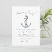 Anchor Nautical Baby Dusche Einladung (Stehend Vorderseite)
