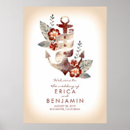 Anchor Nautical Beach Begrüßungszeichen Poster