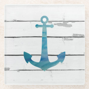 Anchor Nautical Beach Decor Glass Untersetzer