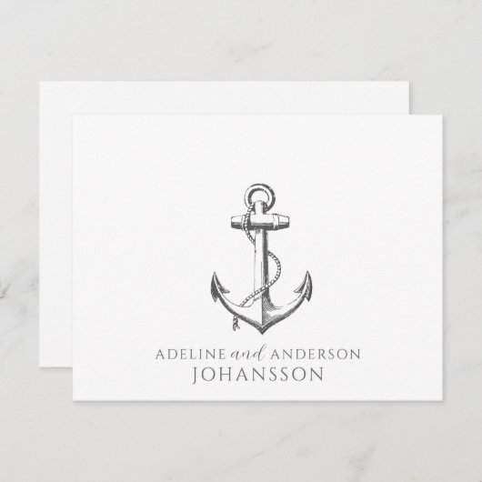 Anchor Nautical Couple Names Mitteilungskarte (Vorne/Hinten)