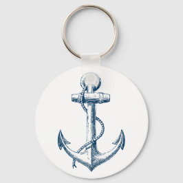 Anchor Nautical Keychain Key Gift Navy Blue White Schlüsselanhänger