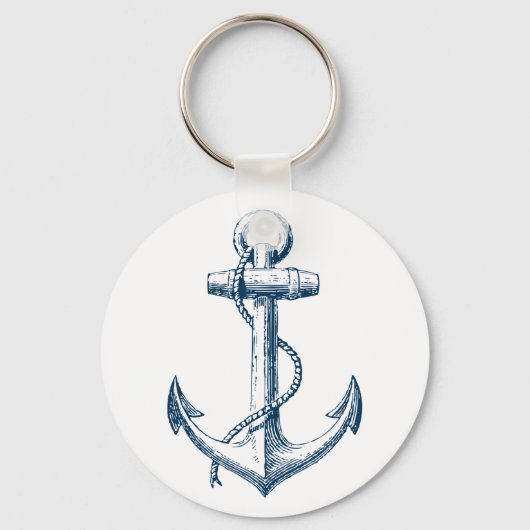 Anchor Nautical Keychain Key Gift Navy Blue White Schlüsselanhänger (Vorderseite)