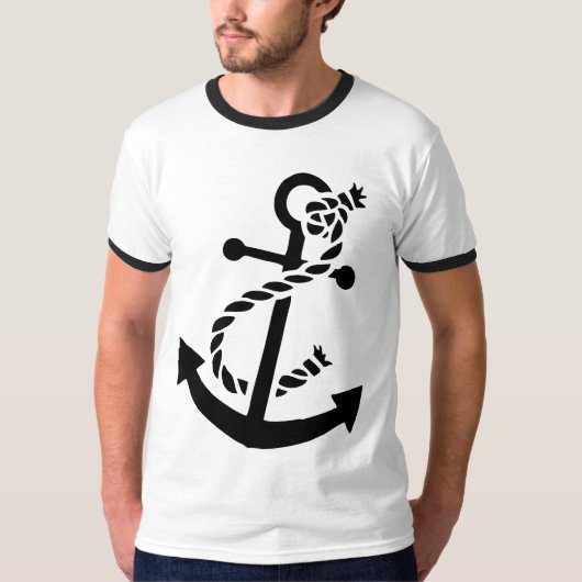 Anchor Nautical Marine Themed des Schwarzen Schiff T-Shirt (Vorderseite)