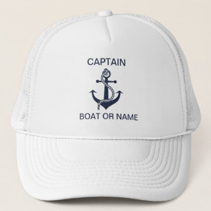 Anchor Nautical Navy Blue Boot Captain Truckerkappe