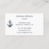 Anchor Nautical Navy Blue Sailor Sailing Visitenkarte (Rückseite)