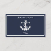 Anchor Nautical Navy Blue Sailor Sailing Visitenkarte (Vorderseite)
