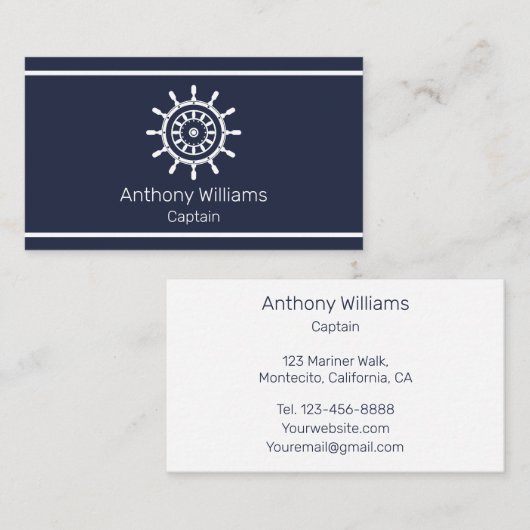 Anchor Nautical Navy Blue Sailor Sailing Visitenkarte (Vorne/Hinten)