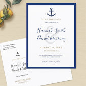 Anchor Nautical Navy Blue Wedding speichern das Da Ankündigungspostkarte