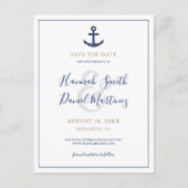 Anchor Nautical Navy Blue Wedding speichern das Da Ankündigungspostkarte (Vorderseite)