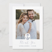 Anchor Nautical Navy & White Foto Vielen Dank Dankeskarte (Vorderseite)