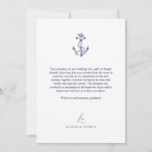 Anchor Nautical Navy & White Foto Vielen Dank Dankeskarte (Rückseite)