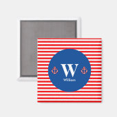 Anchor Nautical Navy White Stripes Muster Magnet (Vorderseite/Rückseite)