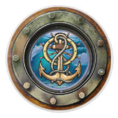 ANCHOR Nautical Porthole Dragknopf Keramikknauf (Vorderseite)