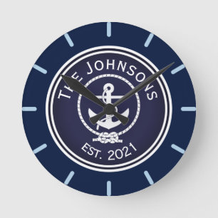 Anchor Nautical Seal   Runde Wanduhr