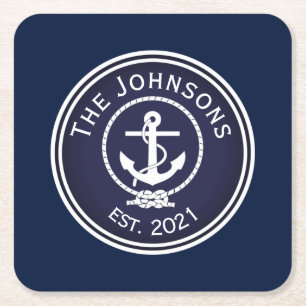Anchor Nautical Siegel Rechteckiger Pappuntersetzer