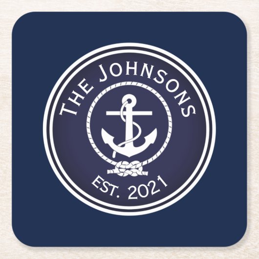 Anchor Nautical Siegel Rechteckiger Pappuntersetzer (Vorderseite)