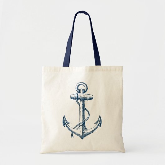 Anchor Nautical Tote Beutel Geschenk Navy Blue Whi Tragetasche (Vorne)