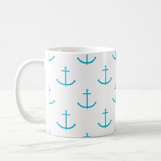 Anchor Nautical Turquoise Muster Kaffeetasse (Links)