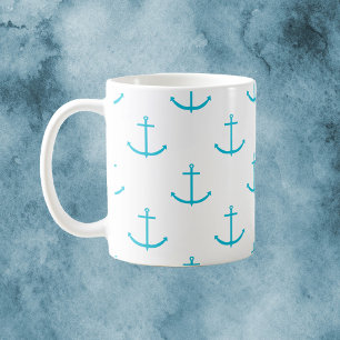 Anchor Nautical Turquoise Muster Kaffeetasse