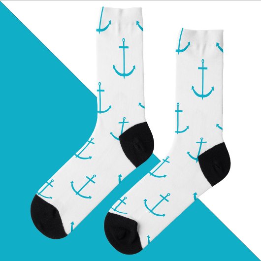 Anchor Nautical Turquoise Muster Socken
