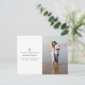 ANCHOR NAUTICAL WEDD Foto SAVE THE DATE Ankündigungspostkarte (Stehend Vorderseite)